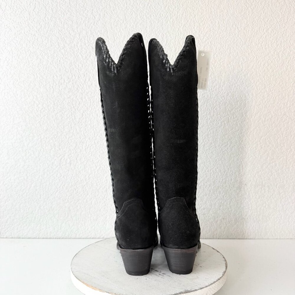Lane PLAIN JANE Womens Cowboy Boots 7.5 Black Suede Western Cowgirl Mid Calf - Picture 3 of 11